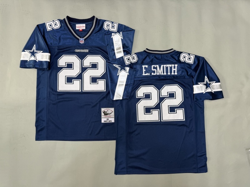 Men 2025 Nike Dallas Cowboys #22 E.Smith Blue Throwback Limited NFL Jersey 002